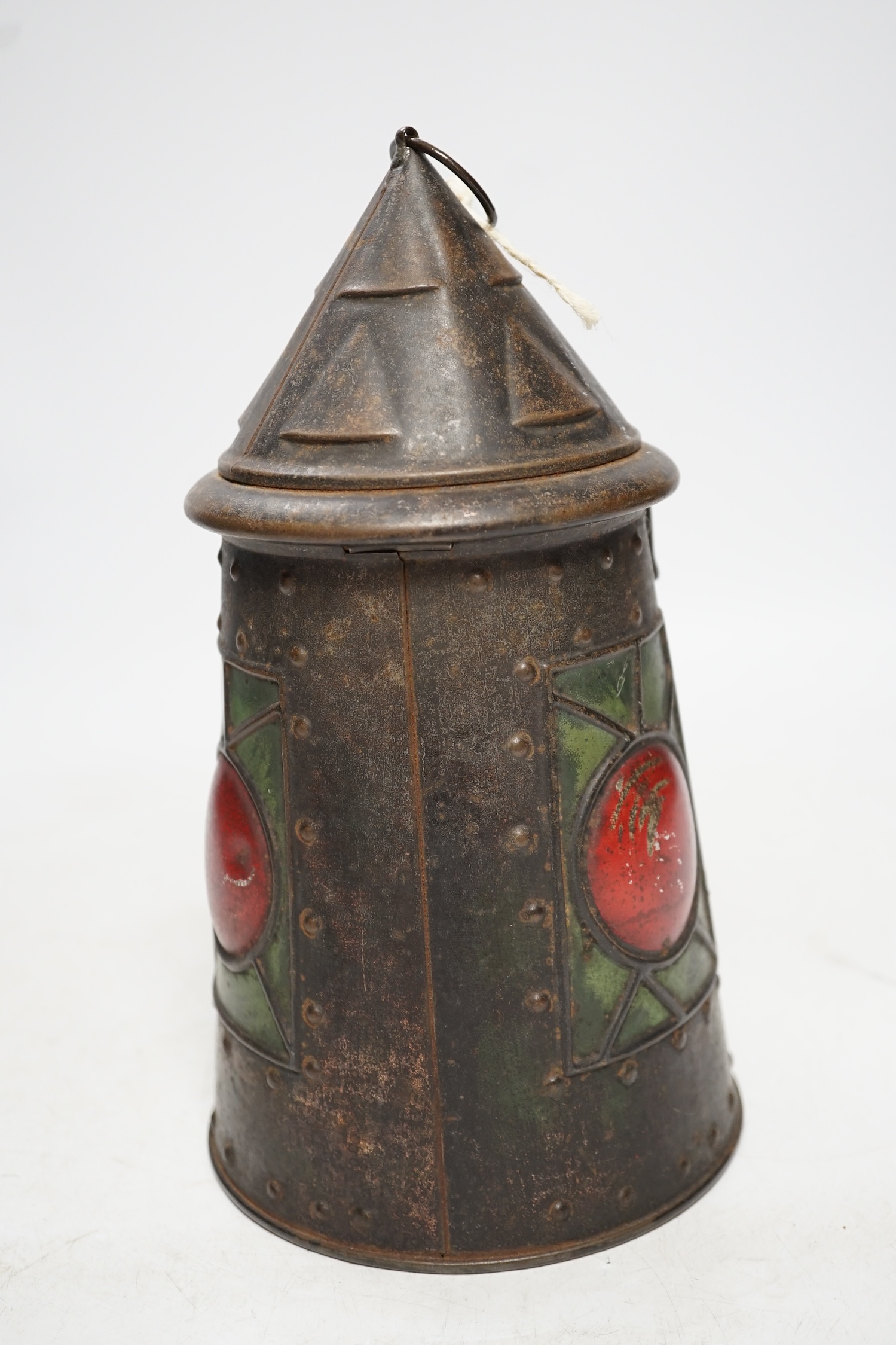 An early 20th century, Huntley & Palmers 'lantern' biscuit tin, 24cm high. Condition - fair to good
